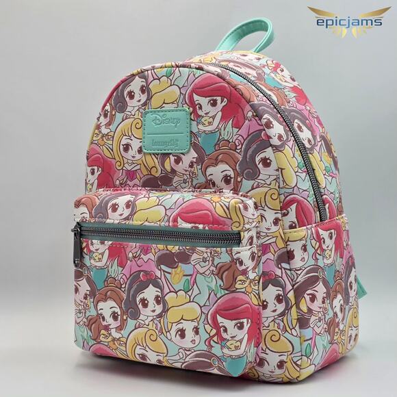 Loungefly Disney Chibi Princess Ariel Jasmine Belle Snow White Mini Backpack Bag - Picture 3 of 5